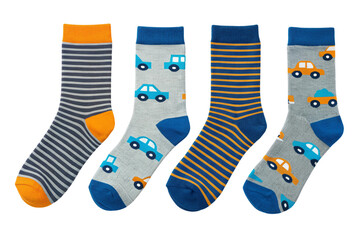 ollection of colorful socks icons with different ornaments isolated on white background.
