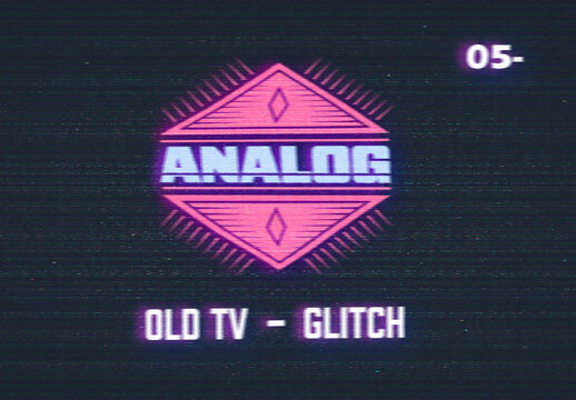 Glitch Retro Screen Display Frame Mockup