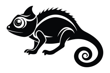 Fototapeta premium chameleon silhouette line art vector illustration with a white background