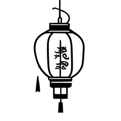 Obraz premium Vibrant Chinese Horse Lantern Vector Icon: Traditional Lunar New Year 2026 Celebration Art with Bold Black Outlines on White Background