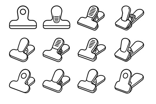 Vector clips clamp form icon magnetic clip grip kitchen solution lining rounded