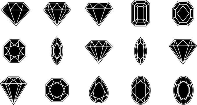 Gem icon vector set. Geometric gems diamonds illustration sign collection. sapphire precious jewels symbol