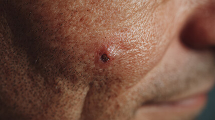 Fototapeta premium Close up of a malignant skin cancer melanoma mole on skin