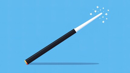 Naklejka premium Magic wand with stars on blue background used in performances and entertainment for fun tricks and illusions