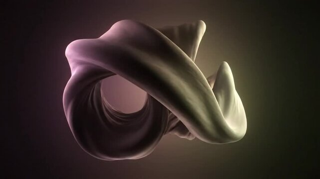 Abstract flowing cloth animation with dynamic colors morphing and evolving within a dark ethereal background