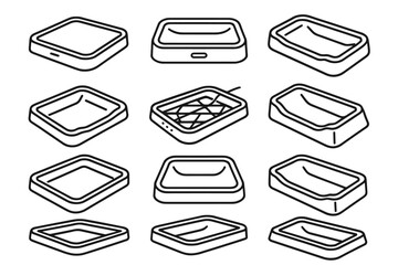 Contour tray charging icon icons cable device trench slope pattern bevel vector
