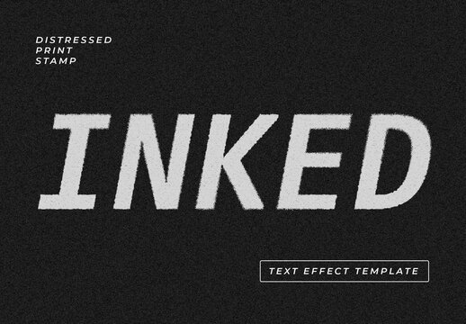 White Grainy Ink Distressed Print Stamp Text Effect