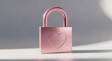 Fototapeta premium Rose gold padlock with a heart symbol embossed on it, representing love, security, and commitment