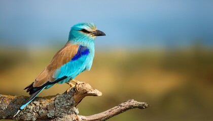 Obraz premium a vibrant blue roller bird perched on a branch