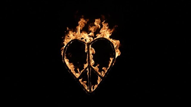 Famous fire show on the beach of Phi Phi island, fire show, burning pacific symbol