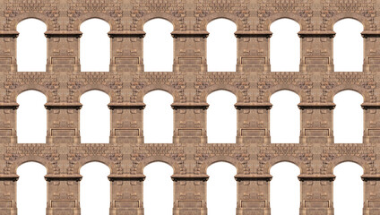 Elements of architecture of buildings, ancient arches, frames and niches, windows and apertures. On the streets in Barcelona, public places. © Kozlik_mozlik