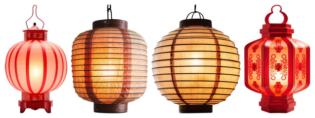 Traditional festive Asian lanterns glowing