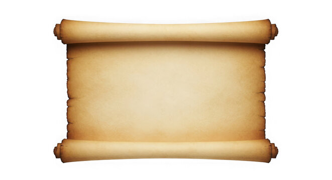 Old scroll with torn edges, isolated on transparent background