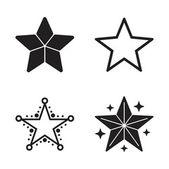 Obraz premium A collection of four black and white five-pointed star icons with different designs