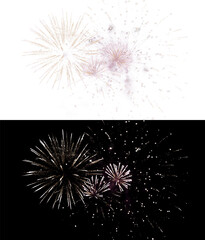 Obraz premium Golden Fireworks with Purple Smoke Explosion on Black Background