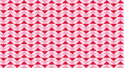 A seamless red and pink geometric triangle pattern. The repeating motif creates an abstract, modern backdrop ideal for fabric, wallpaper, or love themed design projects.