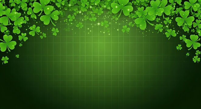 St patrick's day green shamrock leaves background