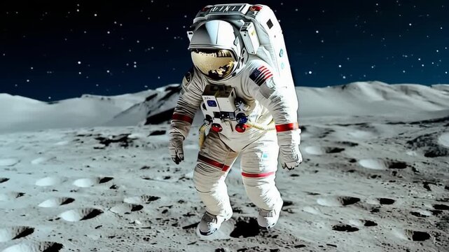 Astronaut Walking on the Moon Surface