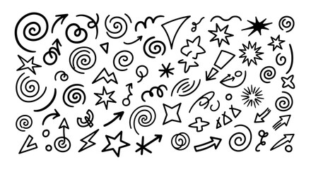 Collection of Hand Drawn Doodle Shapes and Arrows.