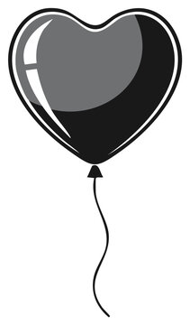 Black heart balloon illustration, vector graphic of floating party decoration