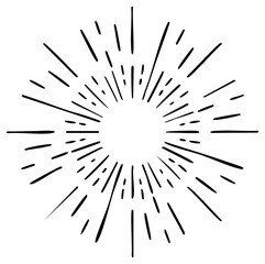 Obraz premium Hand Drawn Starburst Bursting Outwards with Rays and Lines