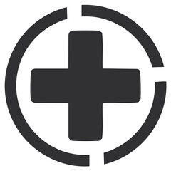 Obraz premium Abstract dark cross symbol inside a broken circle graphic illustration