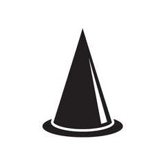 Fototapeta premium Witchs Hat in Simple Black Silhouette on White Background for Halloween Icon