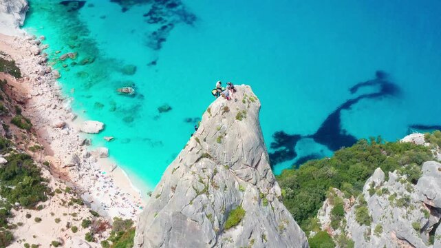 Aerial view of Punta Caroddi, Goloritz&egrave;, Baunei, Ogliastra, Nuoro, Sardinia, Italy, Europe