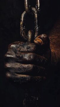 Oil slicked human hands with beads of oil. A focus on the consequences of environmental pollution.