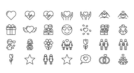 Fototapeta premium Love outline icon set