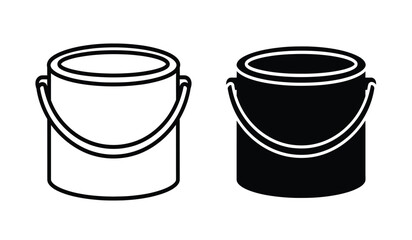 Two black and white bucket icons in line art style © Lsg 21