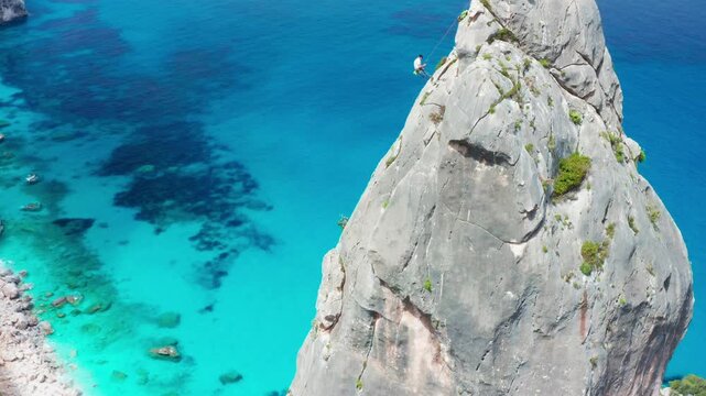 Aerial view of Punta Caroddi, Goloritz&egrave;, Baunei, Ogliastra, Nuoro, Sardinia, Italy, Europe