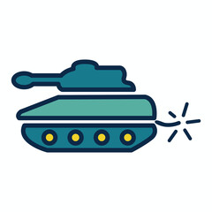 Tank Battle Icon for Fireworks or Independence Day on 4th of July