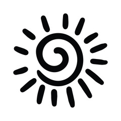 Sun icon Hand Drawn Thick Black Lines