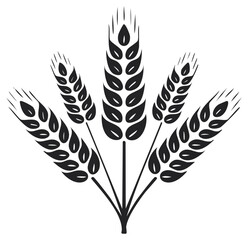 Fototapeta premium Stylized graphic illustration of five black wheat ears forming a fan shape