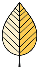 Stylized autumn leaf illustration with bold outlines and warm colors for design and nature themes