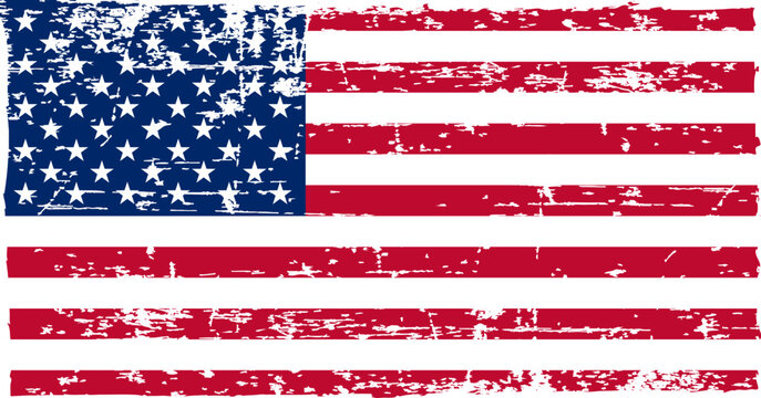 Weathered American flag with grunge metal texture vector illustration