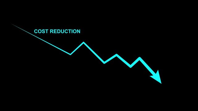 Cost reduction business finance concept. Businessman cost reduction icon with down arrow for budget management and cost management.4k video animation.