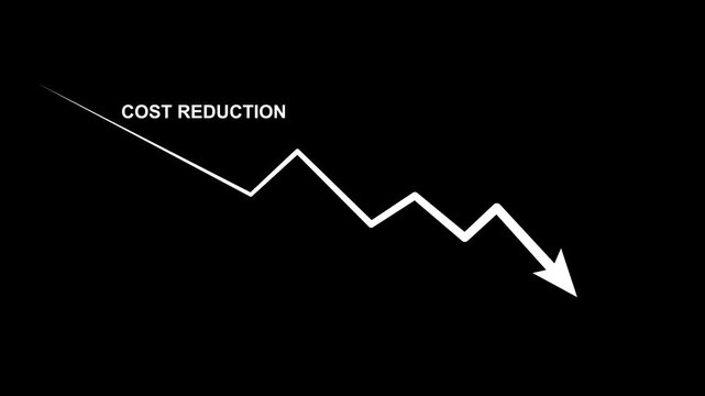 Cost reduction business finance concept. Businessman cost reduction icon with down arrow for budget management and cost management.4k video animation.
