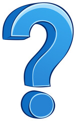 Blue 3D Question Mark with Glossy Finish and Outline