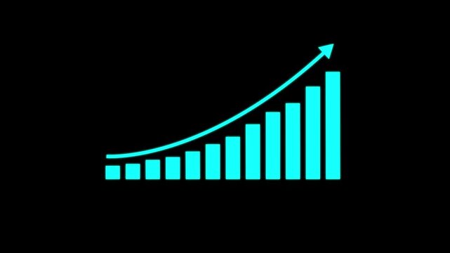 Business growth concept in graph chart showing marketing sales profit increasing to future target . growing business concept. Clean Hi-tech style technology chart