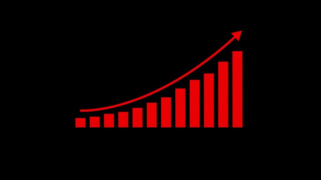 Business growth concept in graph chart showing marketing sales profit increasing to future target . growing business concept. Clean Hi-tech style technology chart