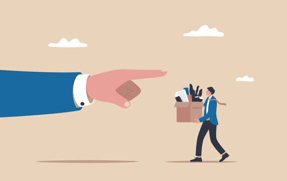 Employee termination concept: a businessman carries personal belongings after being fired from his job