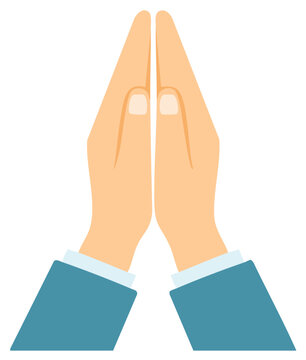 Praying hands flat vector illustration of prayer hope faith and gratitude gesture