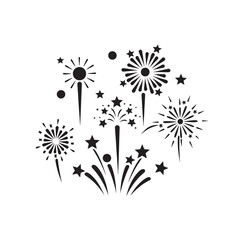 Fireworks Celebration Icon Representing Festival Event, Party Decoration, Holiday Celebration, Night Sky Fireworks Show, New Year, Wedding and Special Occasion Concept