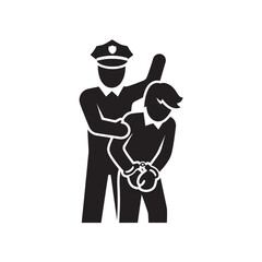 Police Arrest Icon Showing Law Enforcement Officer Catching Criminal, Crime Control, Public Safety, Legal Authority, Justice System, Security Protection and Crime Prevention Concept