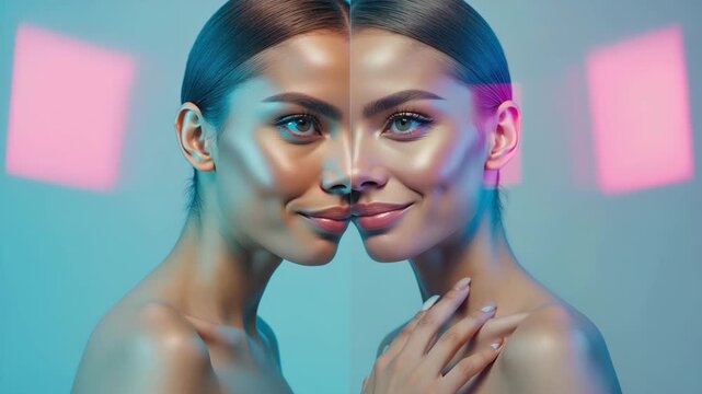 Luxury Beauty Editorial with Dual Face Composition