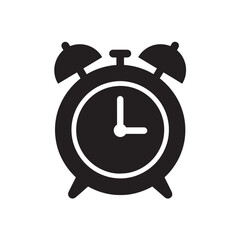 Alarm Clock Icon in Black Style Representing Time Management, Deadline Reminder, Productivity, Schedule Planning, Wake Up Alert, Business Time Control and Punctuality Concept