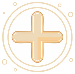 Obraz premium Minimalist cream plus sign symbol within a double circle icon for addition health and positive concepts