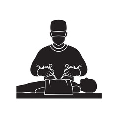 Surgeon Icon &ndash; Medical Surgery, Doctor Performing Operation Silhouette